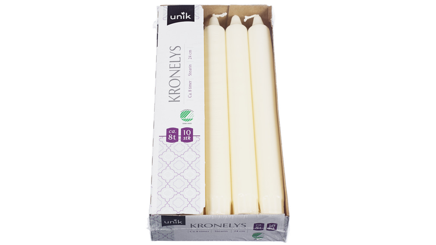 Unik Kronelys Elfenben 24cm | 10pcs