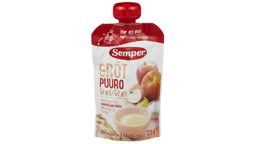 Semper Grøt Eple & Fersken 6mnd | 120g