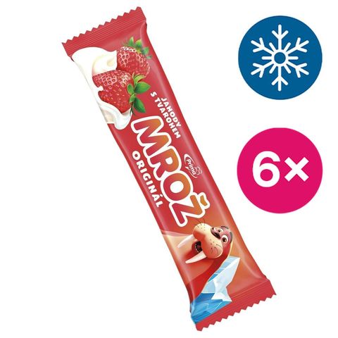 Mrož Jahodový nanuk s tvarohem v kakaové polevě | 6 x 45 ml