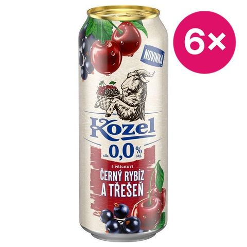Velkopopovický Kozel Blackcurrant and Cherry non-alcoholic beer tin | 6 x 500 ml