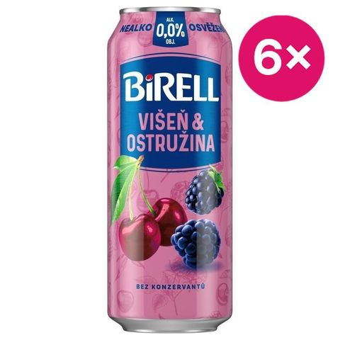 Birell 0.0 Višeň & Ostružina nealkoholické pivo plech | 6 x 500 ml