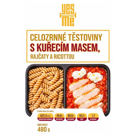 YES MĚ Těstoviny s kuřecím masem, rajčaty a ricottou | 480 g
