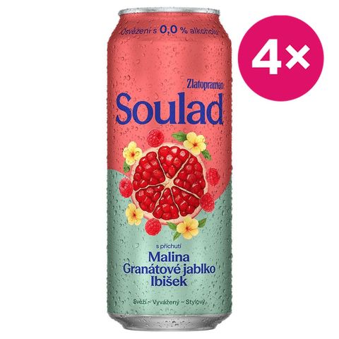 Zlatopramen Soulad malina, granátové jablko a ibišek nealkoholické pivo plech | 4 x 500 ml