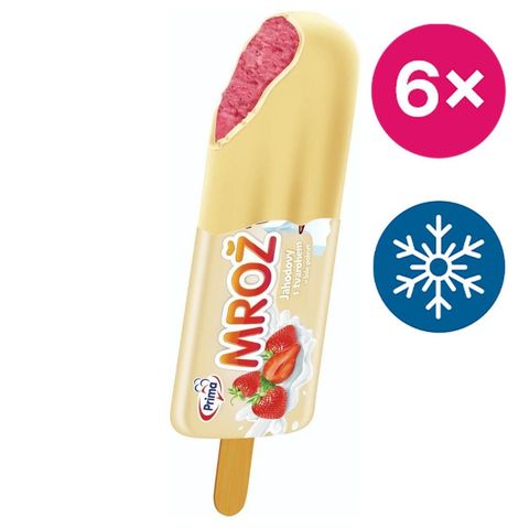 Prima Mrož nanuk jahoda v bílé polevě | 6 x 45 ml