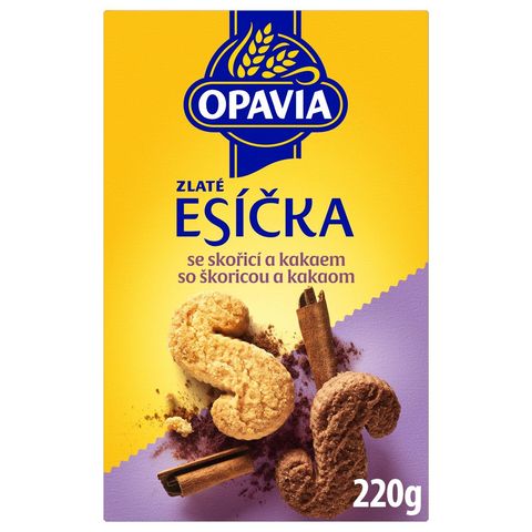 Opavia Golden Esíčka Biscuits with Cinnamon and Cocoa | 220 g