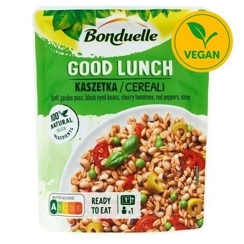 Bonduelle Good Lunch Sterilovaná směs špaldy, hrášku, černookých fazolí, cherry rajčat, papriky | 250 g