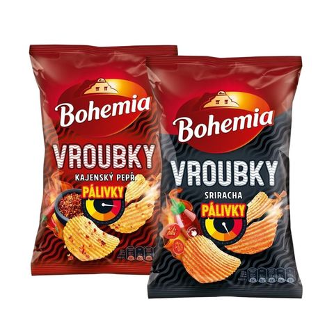 Bohemia Vroubky Spicy Cayenne Pepper Crisps + Bohemia Vroubky Spicy Sriracha Crisps
