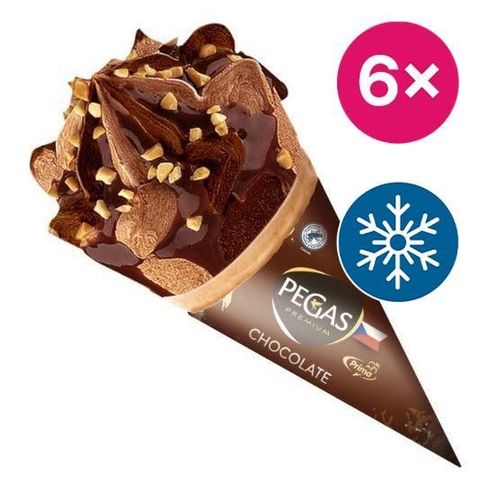 Pegas Premium Chocolate Ice Cream Cone | 6 x 115 ml