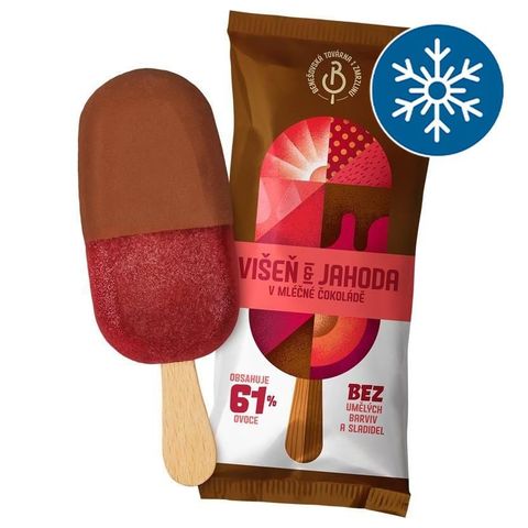 Benešovská zmrzlina Nanuk višeň & jahoda v mléčné čokoládě | 70 ml