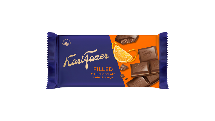 Fazer Chokladkaka Filled Milk Chocolate Orange 121g