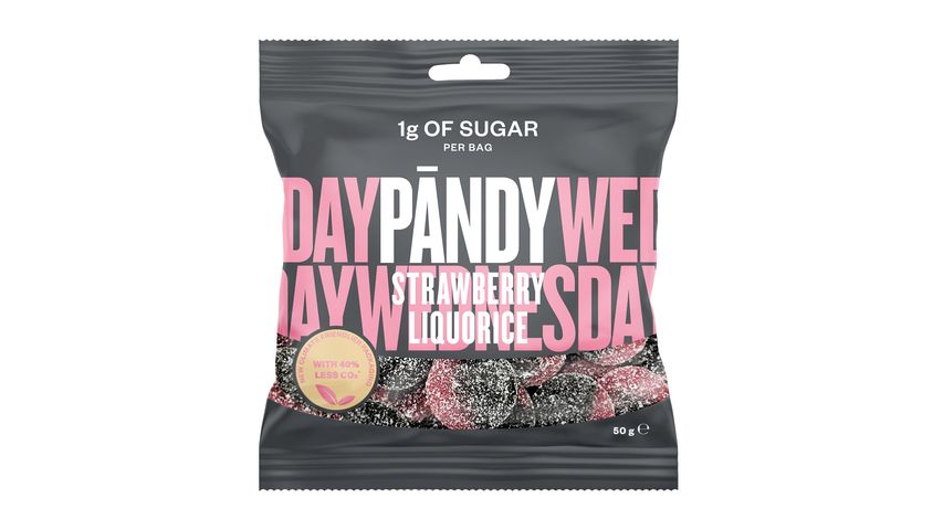 Pändy Jelly low sugar strawberry & liquorice candies | 50 g