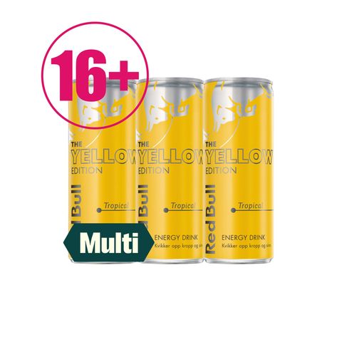 3 x Red Bull Energidrikk Yellow Edition Tropical 250ml