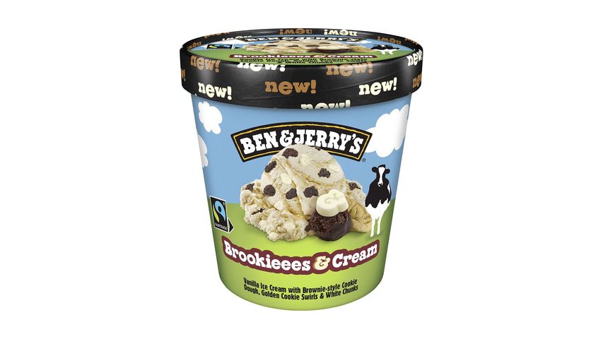 Ben & Jerry's Brookies & Cream Vanilla Ice Cream with Cocoa Cookie Pieces 465 ml