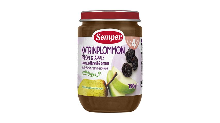 Semper Puré Katrinplommon/Päron/Äpple 4 Mån 190g