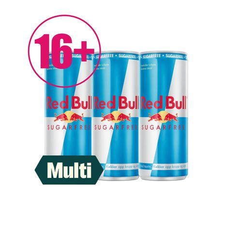 3 x Red Bull Energidrikk Sukkerfri 250ml
