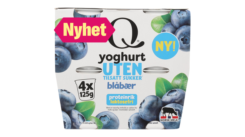 Q Yoghurt U/Sukker Blåbær | 4 x 125g