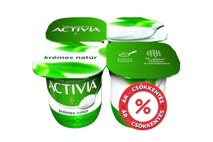 Danone Activia élőflórás, krémes natúr joghurt 4 x 125 g