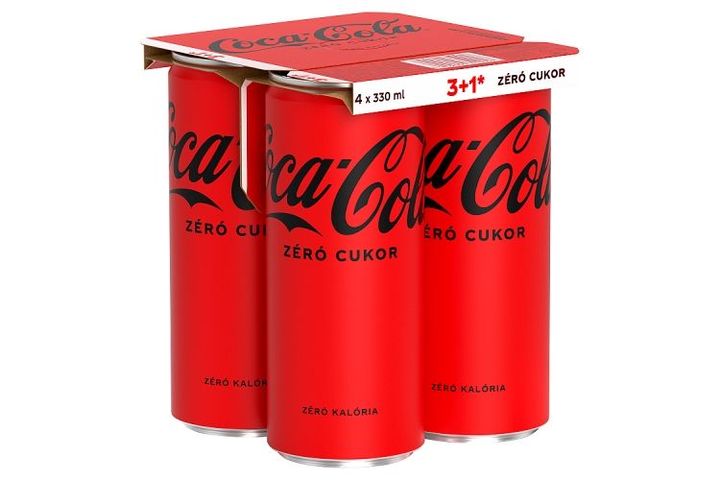 Coca-Cola Zero colaízű energiamentes szénsavas üdítőital édesítőszerekkel 4 x 330 ml