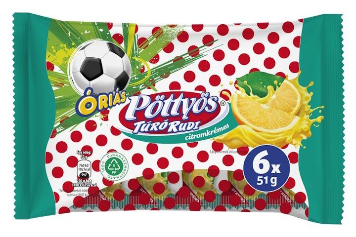 Pöttyös Óriás Túró Rudi citromkrémes túródesszert 6 x 51 g (300 g)