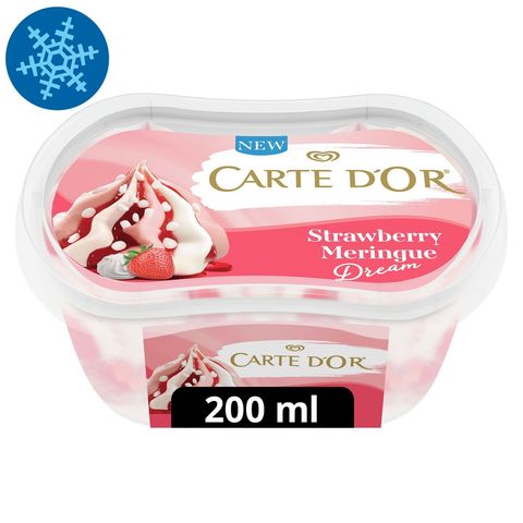 Carte D'Or Strawberry Meringue Dream epres jégkrém és vanília ízű jégkrém habcsókdarabkákkal 200 ml