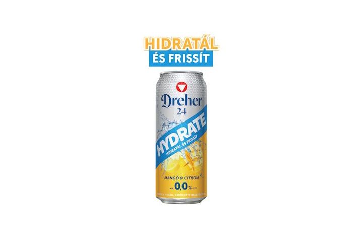 Dreher 24 Hydrate Alcohol-Free Lager Beer and Mango-Lemon Flavoured Drink Mix 0,0% 0,5 l