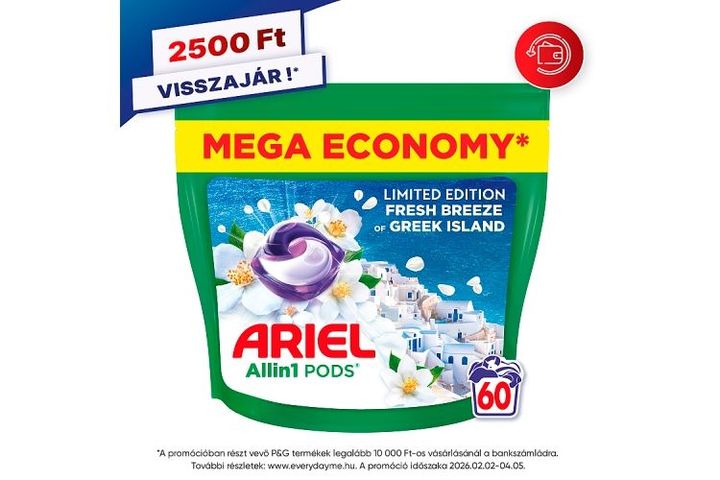 Ariel All-in-1 PODS Mosókapszula, 60 Fresh Breeze of Greek Island