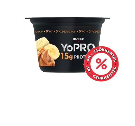 Danone YoPro banános sovány joghurt földimogyoró aromával, édesítőszerekkel 160 g
