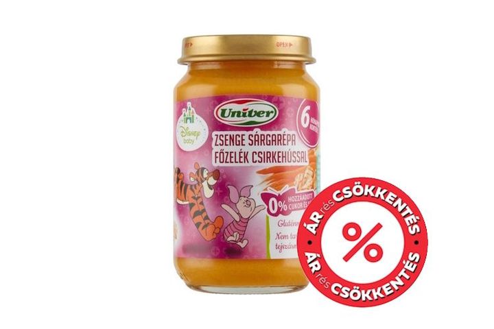 Univer zsenge sárgarépa főzelék csirkehússal bébiétel 6 hónapos kortól 163 g
