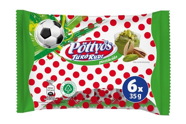 Pöttyös Túró Rudi pisztáciás túródesszert kakaós étbevonóval 6 x 35 g (210 g)