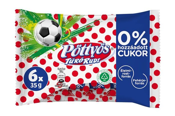 Pöttyös Túró Rudi natúr túródesszert kakaós étbevonattal, édesítőszerekkel 6 x 35 g (210 g)