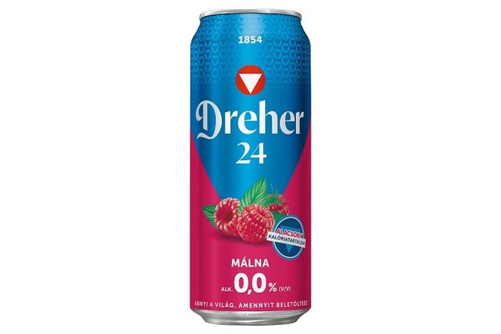 Dreher 24 Málna alkoholmentes világos sör és málna ízű ital keveréke édesítőszerrel 0,0% 0,5 l