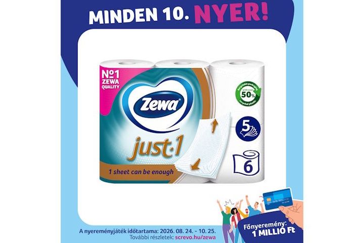 Zewa Just 1 Toilet Paper 5 Ply 6 rolls
