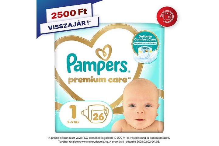 Pampers Premium Care Size 1, 26 Nappies, 2kg-5kg