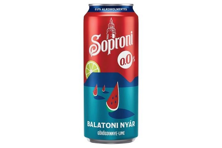 Soproni Balatoni Nyár görögdinnye-lime ízű alkoholmentes sörital 0,0% 500 ml