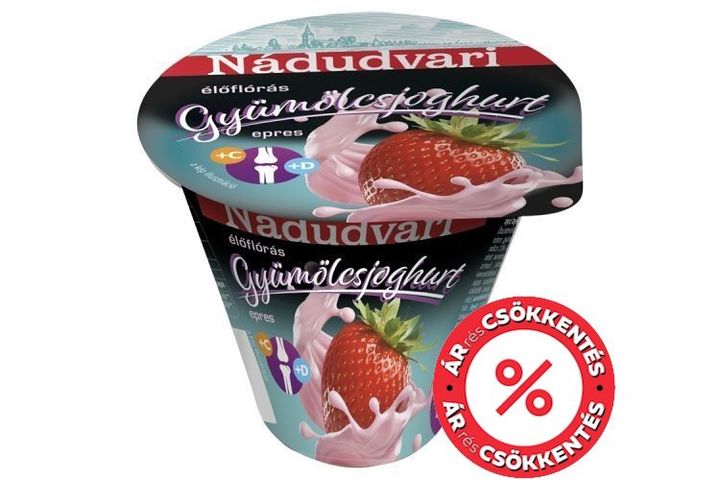 Nádudvari élőflórás, epres, zsírszegény gyümölcsjoghurt 125 g