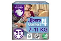 Libero Comfort Disposable Diapers, Size 4, 7-11 kg, 50 pcs