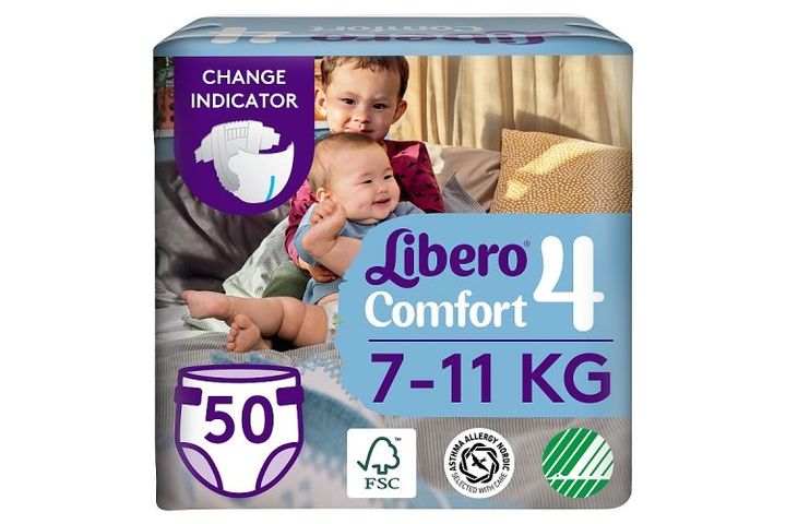 Libero Comfort Disposable Diapers, Size 4, 7-11 kg, 50 pcs