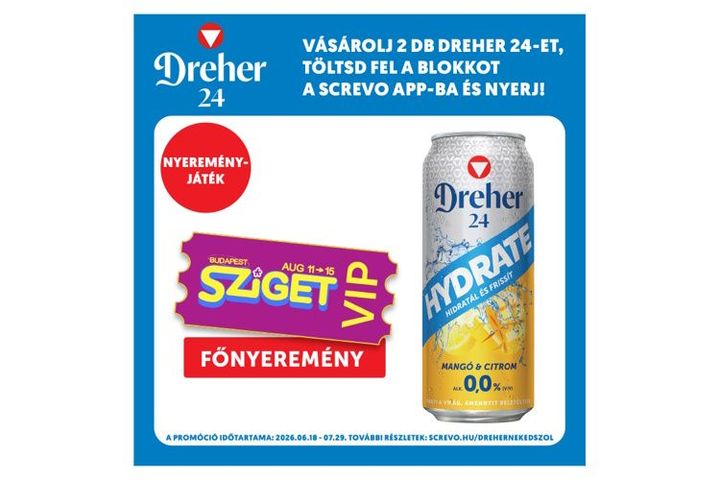 Dreher 24 Hydrate alkoholmentes világos sör és mangó-citrom ízű ital keveréke 0,0% 0,5 l