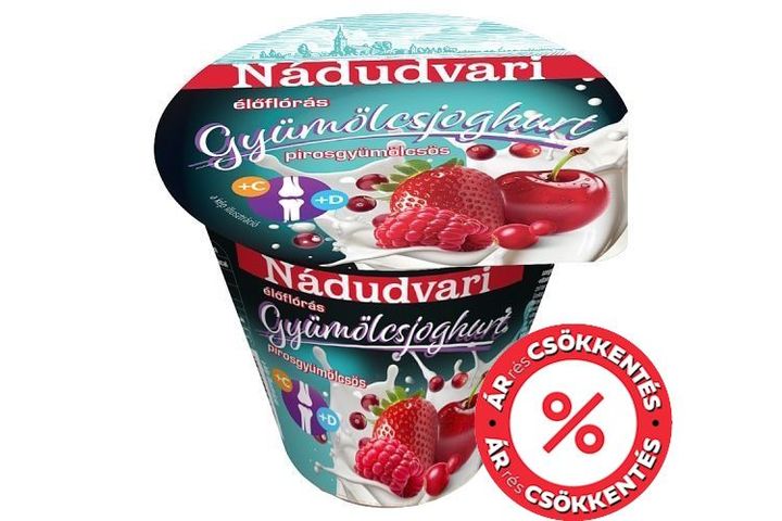Nádudvari élőflórás, pirosgyümölcsös, zsírszegény gyümölcsjoghurt 125 g