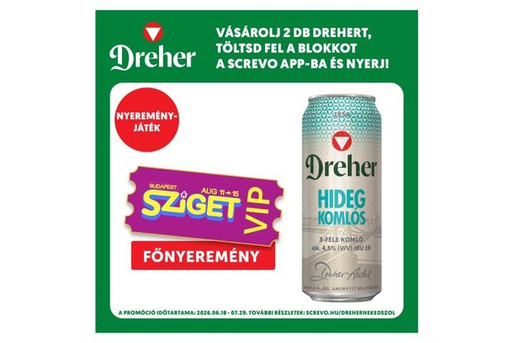 Dreher Hidegkomlós világos sör 4,5% 0,5 l