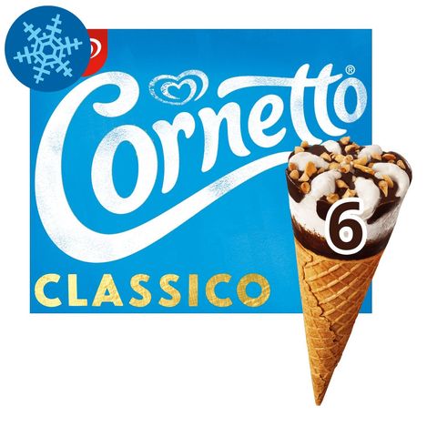 Cornetto Classico vanília ízű tejjégkrém kakaós bevonatú ostyatölcsérben 6 x 90 ml (540 ml)
