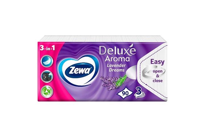 Zewa Deluxe Lavender Dreams illatosított papír zsebkendő 3 rétegű 90 db