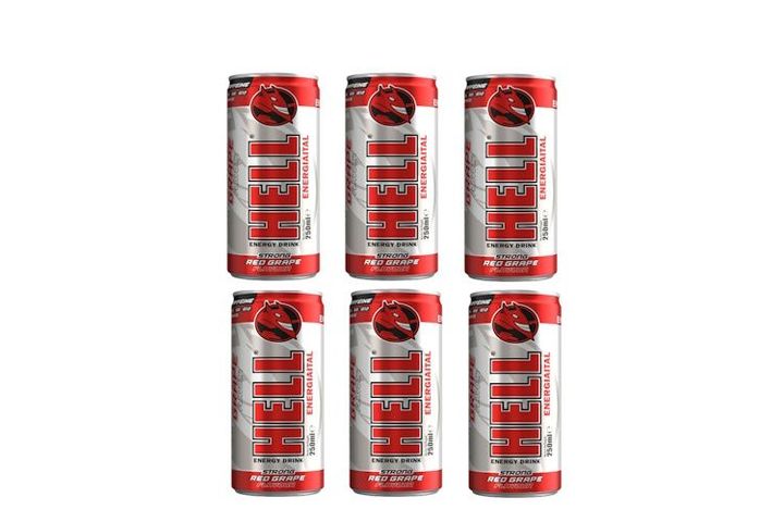6x HELL Strong piros szőlő- és tuttifruttiízű, koffeintartalmú, szénsavas energiaital 250 ml