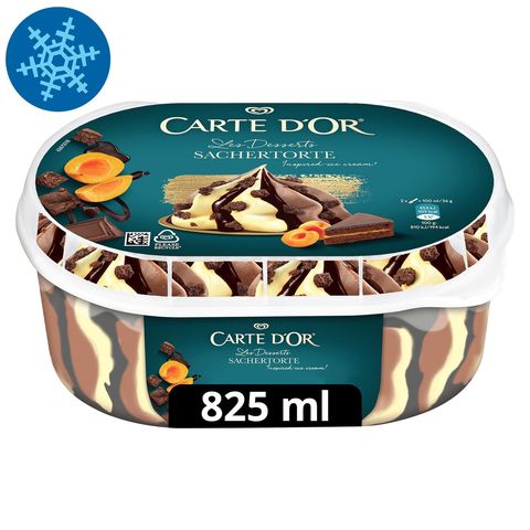 Carte D'Or tejcsokoládés jégkrém és sárgabarackos jégkrém csokoládés szósszal 825 ml