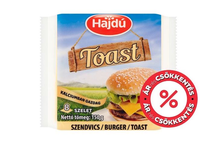 Hajdú Toast félzsíros ömlesztett sajt 8 db 150 g
