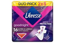 Libresse Ultra+ X-Large Goodnight szárnyas egészségügyi betét, éjszakai használatra 2 x 8 db