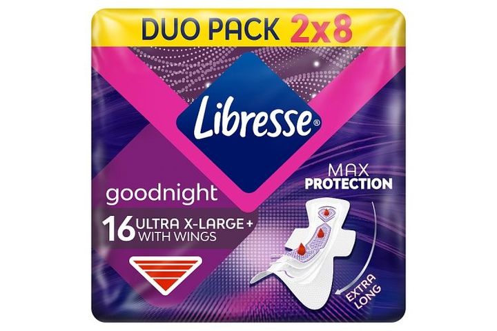 Libresse Ultra+ X-Large Goodnight szárnyas egészségügyi betét, éjszakai használatra 2 x 8 db