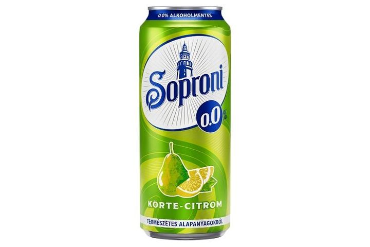 Soproni körte-citrom ízű alkoholmentes sörital 500 ml