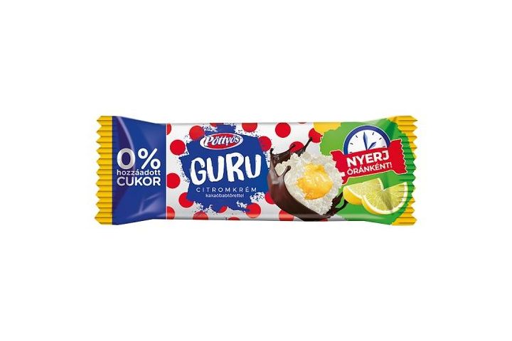 Pöttyös Guru 0% túródesszert kakaós étbevonattal, citromos krémtöltelékkel 30 g