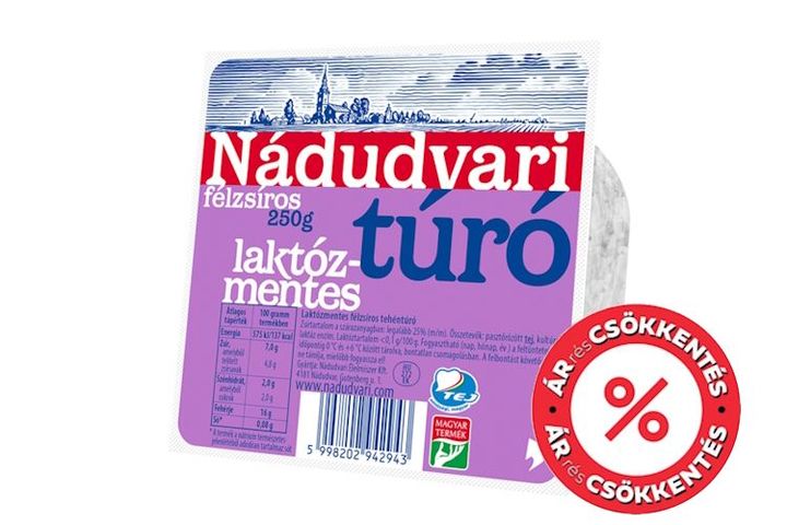 Nádudvari laktózmentes félzsíros tehéntúró 250 g